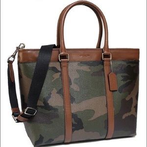 COACH Perry Canvas Leather Green Camouflage Tote